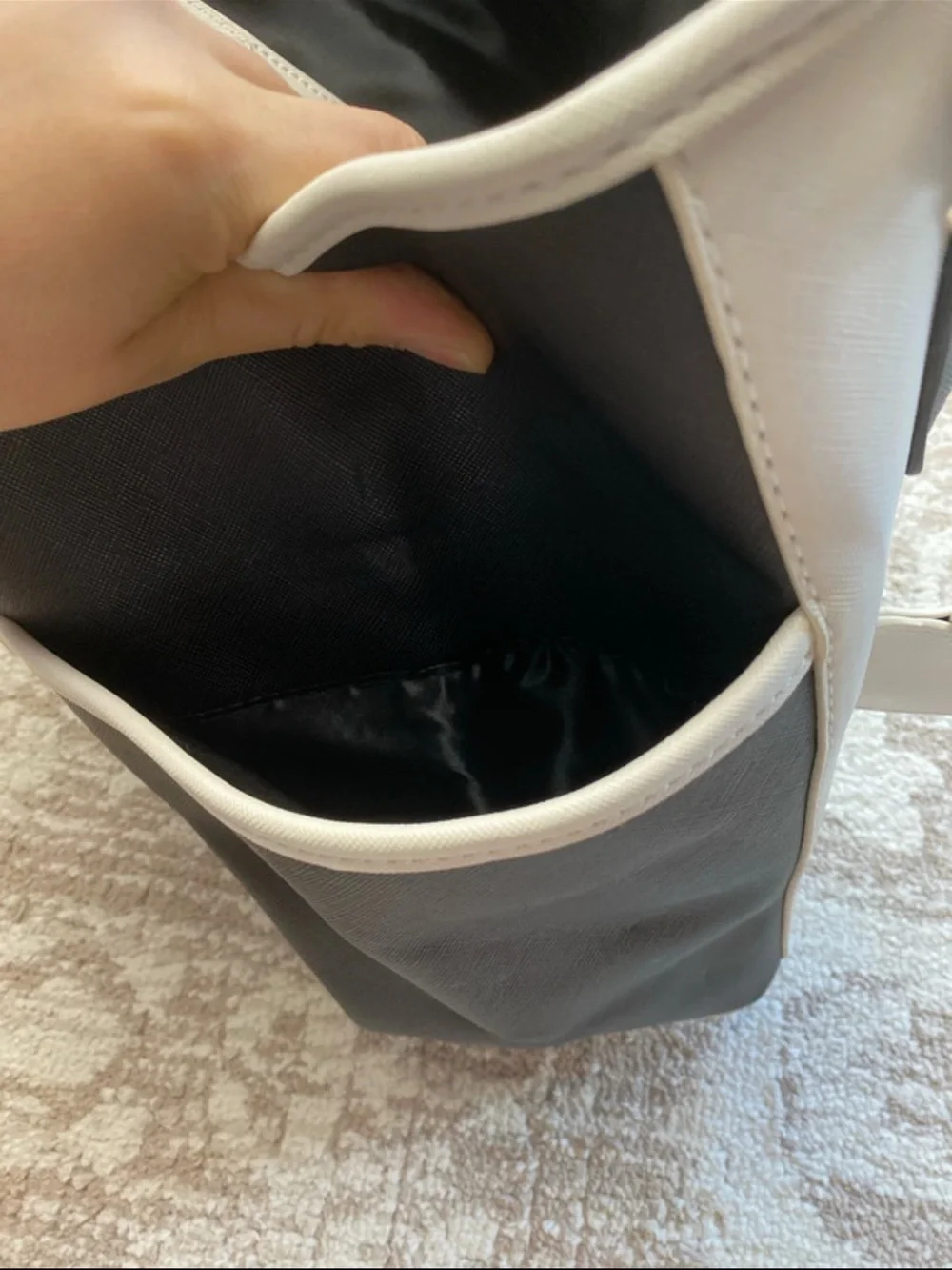 bebe Two-Tone Black and White Structured Tote